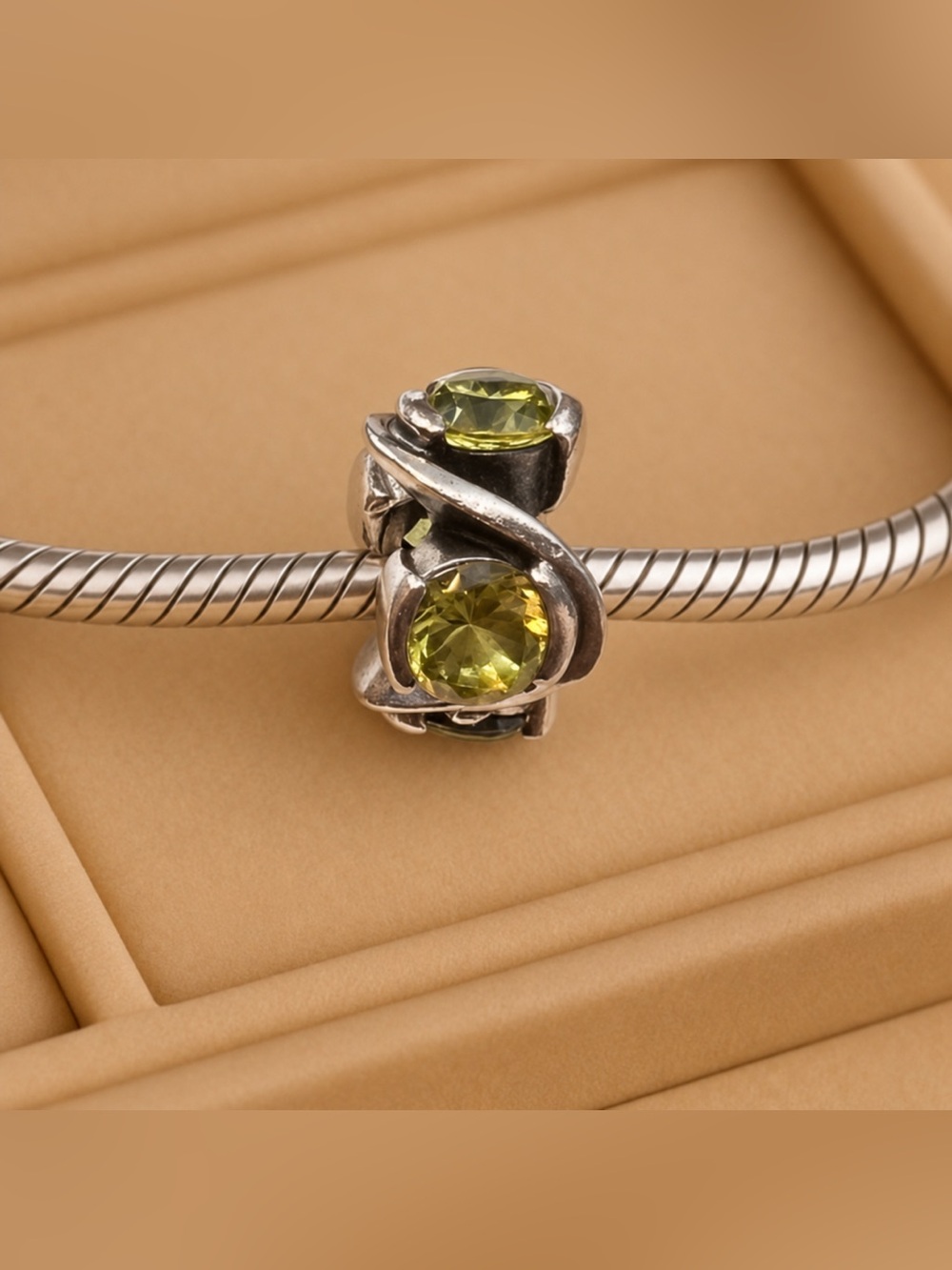 Chamilia .925 Forever Lights Yellow/Green Swarovski Bead Charm EUC CHAM #316